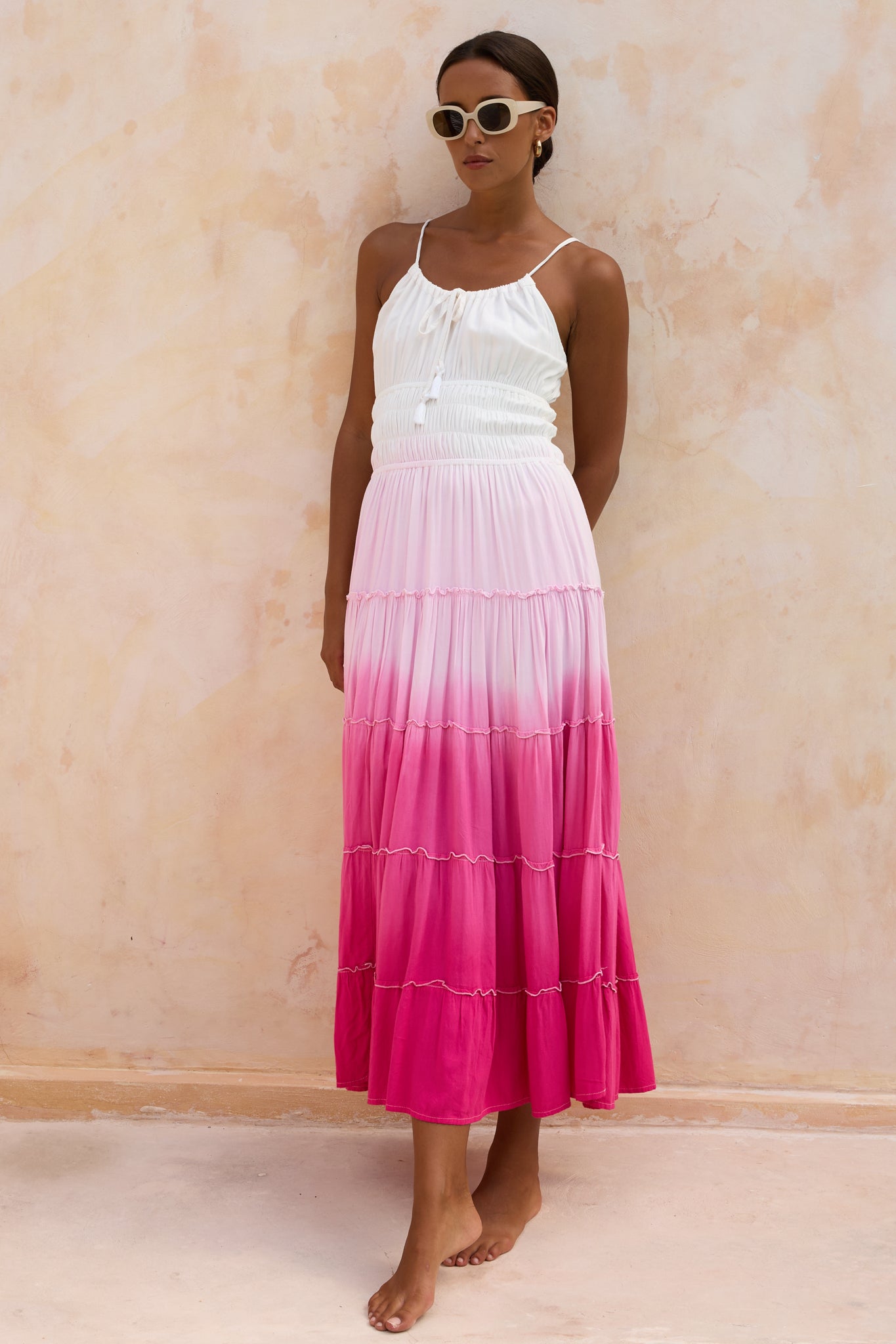 Alexia Midi Dress in Rose Dip Dye