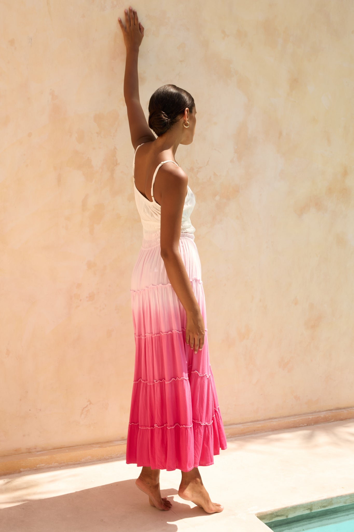 Alexia Midi Dress in Rose Dip Dye