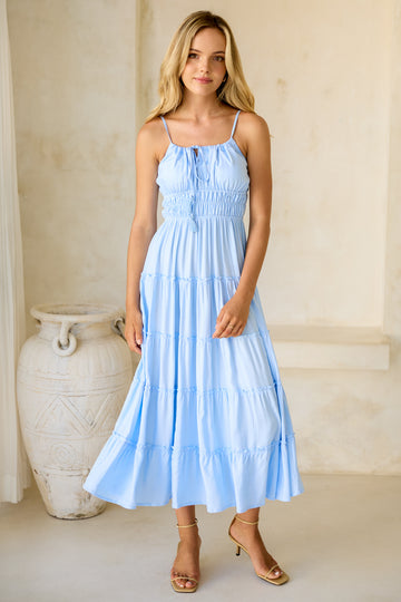 Alexia Midi Dress in Powder Blue