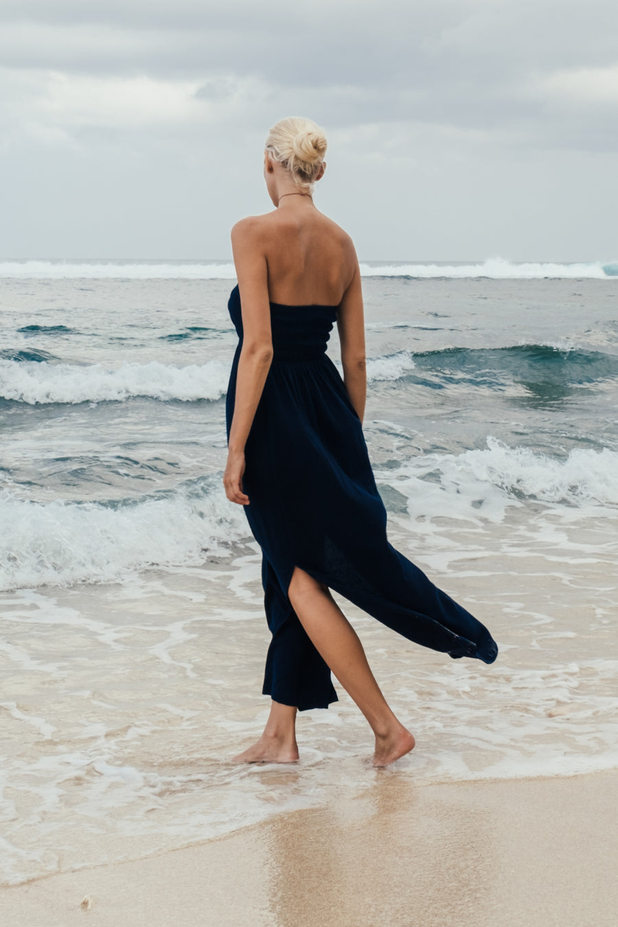 Emmery Maxi Dress in Navy Cotton Gauze