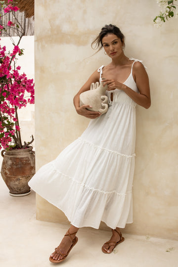 Stacy Maxi Dress in Natural Cotton Gauze